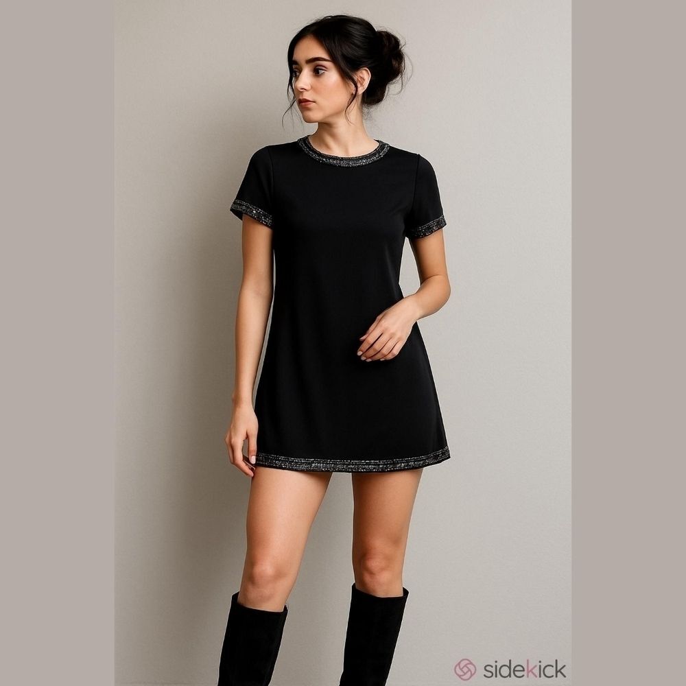 Vintage Jean Muir London Sequin-Trim Dress – 1980s Era ✨